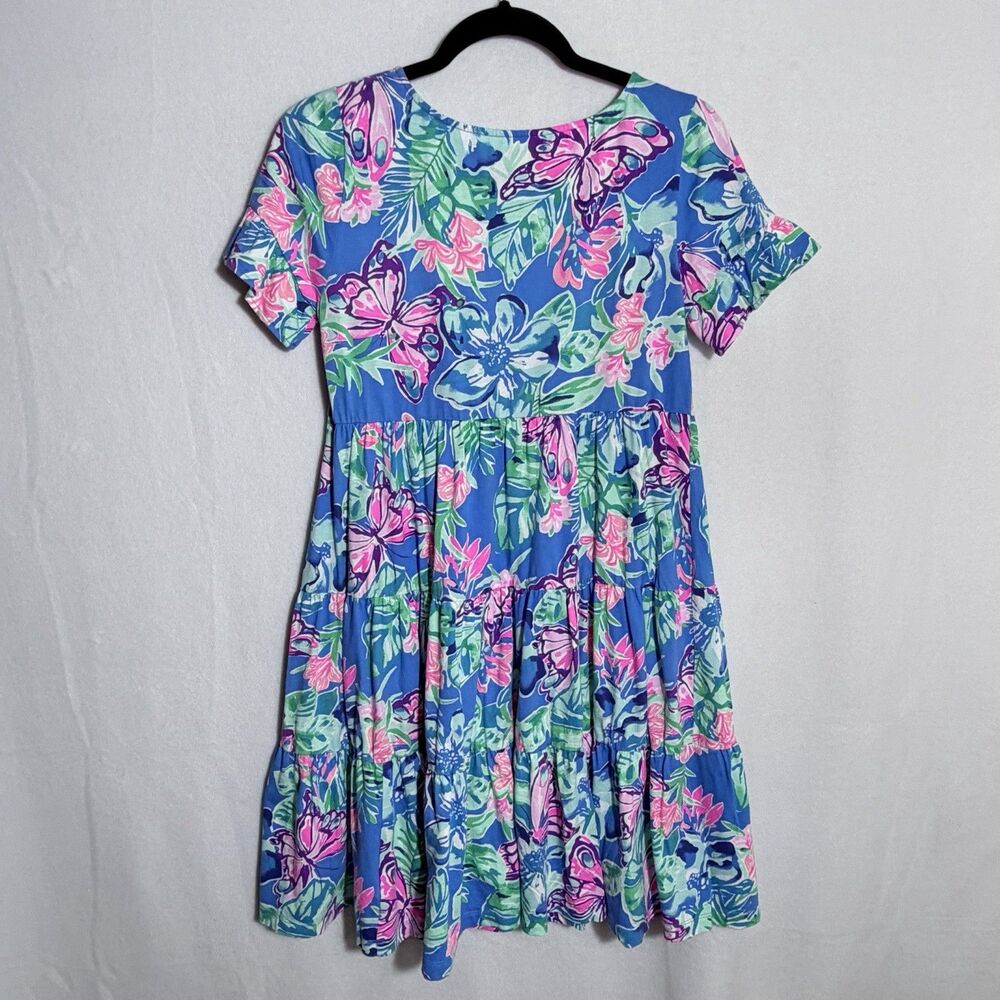 Lilly Pulitzer Blue Isle Be Back Butterfly Tiered Jodee Swing Dress Size XS - Picture 2 of 10